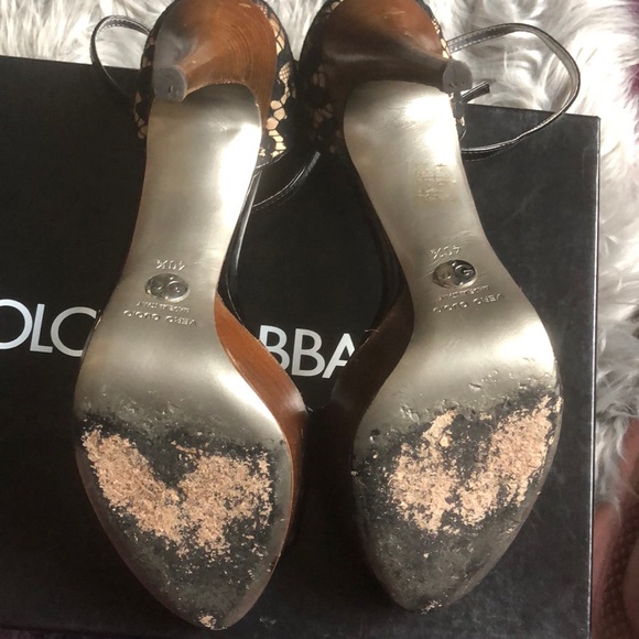 Dolce & Gabbana Black & Cream Gold Sandals - Picture 5 of 9